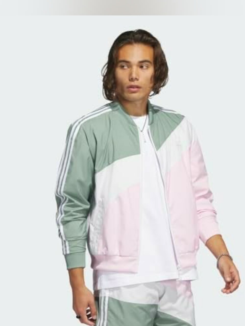 Adidas Originals Swirl Jacket Mens Green Pink Trefoil Woven Windbreaker Size 2XL